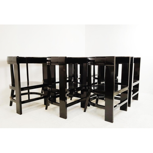 491 - AURA LONDON DINING CHAIRS, a set of ten, black lacquered, 88cm H approx. (10)