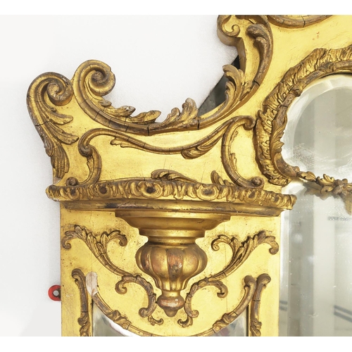 495 - OVERMANTEL, mid Victorian giltwood and gesso, with bevelled plates and shades, 150cm H x 145cm W.