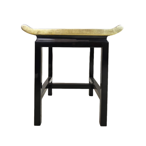 496 - AURA LONDON SIDE TABLES, a pair, black and gilt lacquered, 45cm x 40cm x 50cm approx. (2)