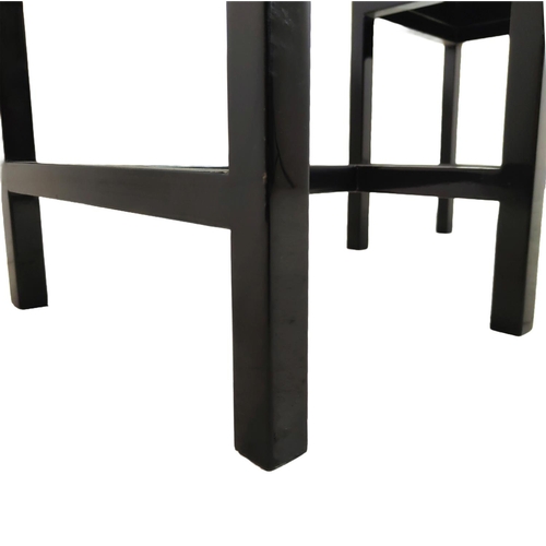 496 - AURA LONDON SIDE TABLES, a pair, black and gilt lacquered, 45cm x 40cm x 50cm approx. (2)