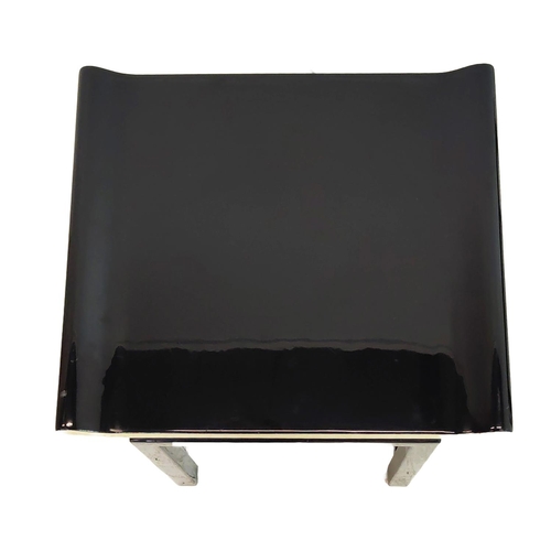 496 - AURA LONDON SIDE TABLES, a pair, black and gilt lacquered, 45cm x 40cm x 50cm approx. (2)