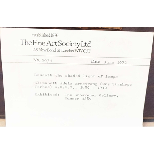 50 - ELIZABETH ADELA ARMSTRONG (MRS STANHOPE FORBES) (1859-1912), BENEATH THE SHADED LIGHT OF LAMPS, oil ... 