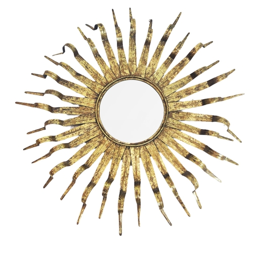 518 - AURA LONDON WALL MIRROR, gilt metal sun burst design frame, 100cm approx.