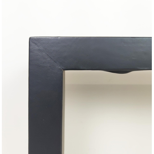 519 - AURA LONDON CONSOLE TABLE, black leathered finish, 140.5cm x 35cm x 76cm.