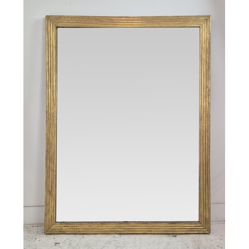 529 - WALL MIRROR, mid 19th century Louis Philippe giltwood with reeded rectangular frame and old plate, 1... 