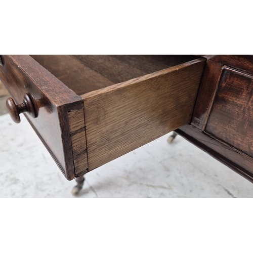 530 - WRITING TABLE, William IV mahogany, circa 1830, with black leather top above two drawers on ceramic ... 