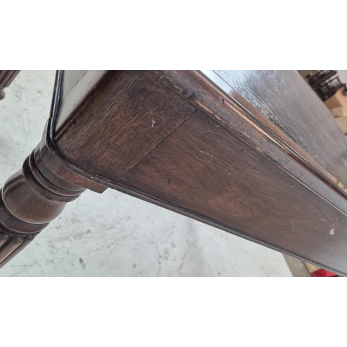 530 - WRITING TABLE, William IV mahogany, circa 1830, with black leather top above two drawers on ceramic ... 