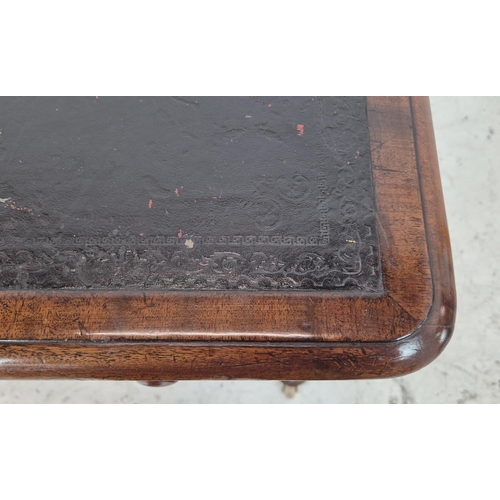 530 - WRITING TABLE, William IV mahogany, circa 1830, with black leather top above two drawers on ceramic ... 