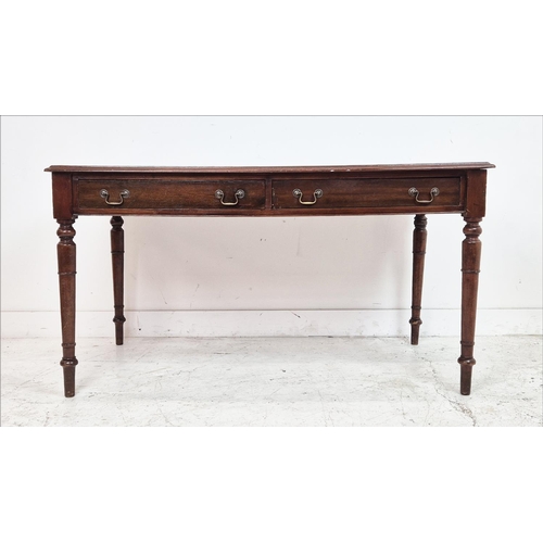 531 - CENTRE WRITING TABLE, early 20th century mahogany with black leatherette top above two real and oppo... 