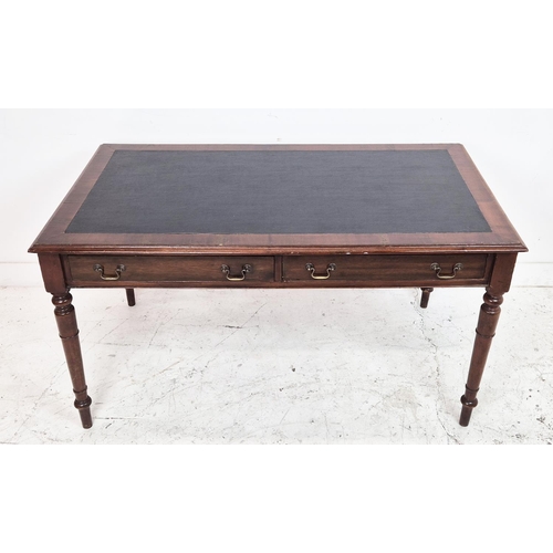 531 - CENTRE WRITING TABLE, early 20th century mahogany with black leatherette top above two real and oppo... 