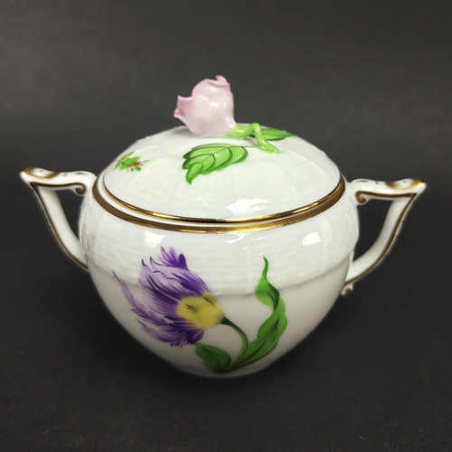 6 - HEREND TEA SERVICE, six place setting, comprising a teapot, milk jug, sugar bowl and six cups and sa... 