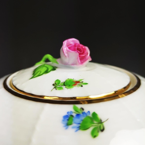 6 - HEREND TEA SERVICE, six place setting, comprising a teapot, milk jug, sugar bowl and six cups and sa... 