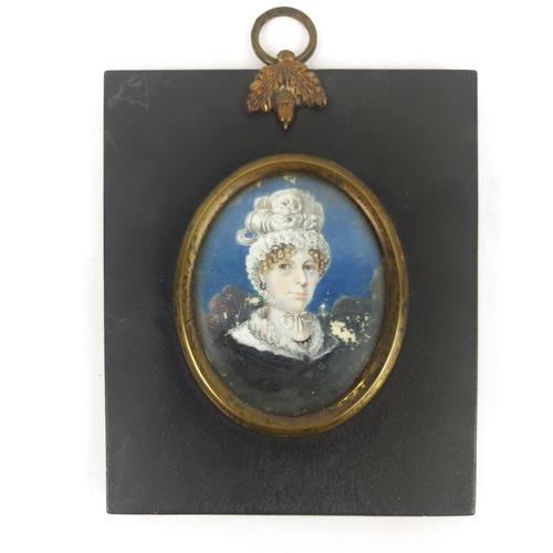 81 - MINIATURE WATERCOLOUR PORTRAITS, 18th century, a set of four, including John Woodham (1760), a gentl... 