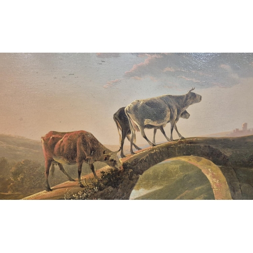 82 - FOLLOWER OF AELBERT CUYP (Dutch 1620-1691), 'A river landscape with a drover and his cattle crossing... 