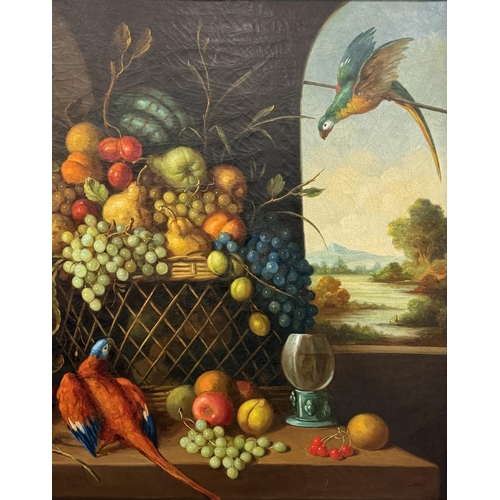 84 - 18TH CENTURY DUTCH MANNER, 'Bodegòn con frutas', oil on canvas, 86cm x 113cm, framed.