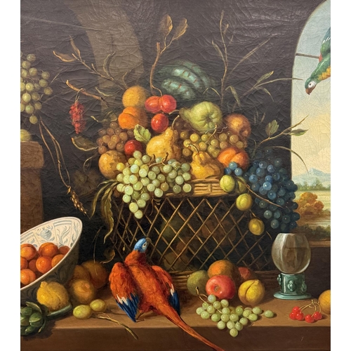 84 - 18TH CENTURY DUTCH MANNER, 'Bodegòn con frutas', oil on canvas, 86cm x 113cm, framed.