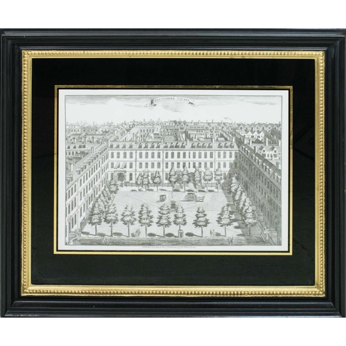 89 - LONDON SQUARES, a set of six, engraving prints to include St James Square, Leicester Square, Devonsh... 