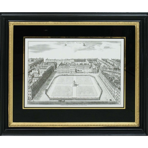 89 - LONDON SQUARES, a set of six, engraving prints to include St James Square, Leicester Square, Devonsh... 