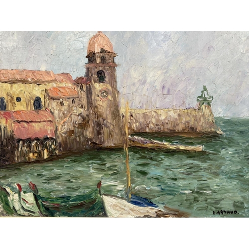 92 - N. ARNAUD (20th century French), 'Eglise Notre Dame Des Anges, Collioure', oil on canvas, 58cm x 71c... 