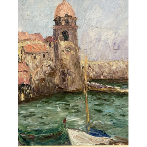 92 - N. ARNAUD (20th century French), 'Eglise Notre Dame Des Anges, Collioure', oil on canvas, 58cm x 71c... 