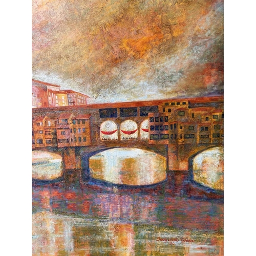 93 - SEDGWICK GREEN (20th century British), 'Ponte Vecchio, Florence', oil on canvas, 131cm x 183cm, fram... 