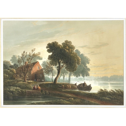 95 - JOHN VARLEY (1778-1842), 'On the Thames above Putney', watercolour, 25cm x 36cm, label verso, framed... 