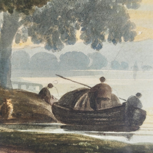 95 - JOHN VARLEY (1778-1842), 'On the Thames above Putney', watercolour, 25cm x 36cm, label verso, framed... 