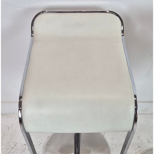 547 - BAR STOOLS, a set of three, height adjustable 87cm H at tallest approx. (3) (faults)