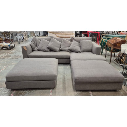 548 - CAMERICH CLOUDS CORNER SOFA, 266cm x 270cm x 89cm approx and ottoman. (faults)