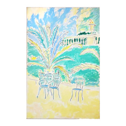 100 - HUGH BARNDEN (B1946) 'Luxembourg Garden, Palms' oil on canvas, 180cm x 125cm, signed, inscribed vers... 