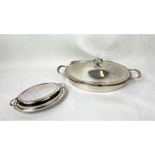 17 - TRAYS, a pair, silver plated, a 1970s jardiniere, three designer bowls, a pair of Mappin and Webb ca... 