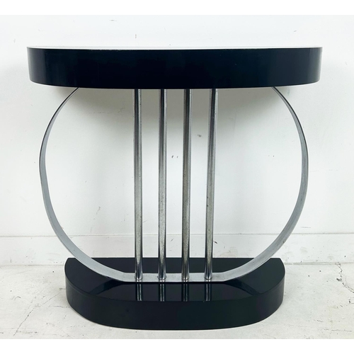 265 - ART DECO DEMI LUNE CONSOLE TABLE, in the manner of Donald Deskey (1894-1989) American circa 1930's, ... 