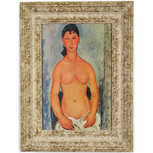 80 - AFTER MODIGLIANI, Nude, quadrichrome 1947, French vintage frame, 26cm x 17cm.