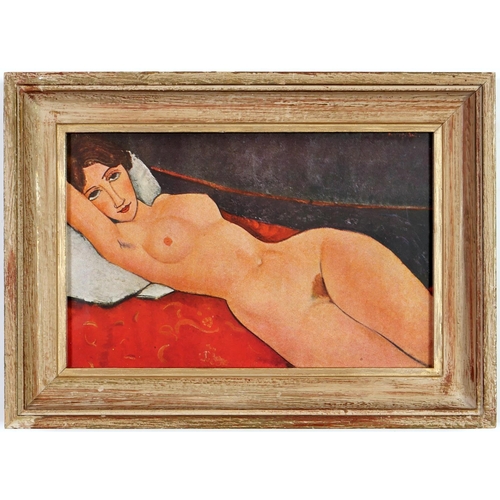 85 - AFTER MODIGLIANI, Nude, quadrichrome 1947, French vintage frame, 27cm x 17cm.