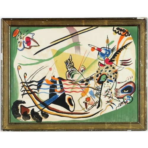 91 - WASSILY KANDINSKY, Abstract Lithograph on rivoli paper, 1957, printed by Maeght, vintage gilt frame
... 