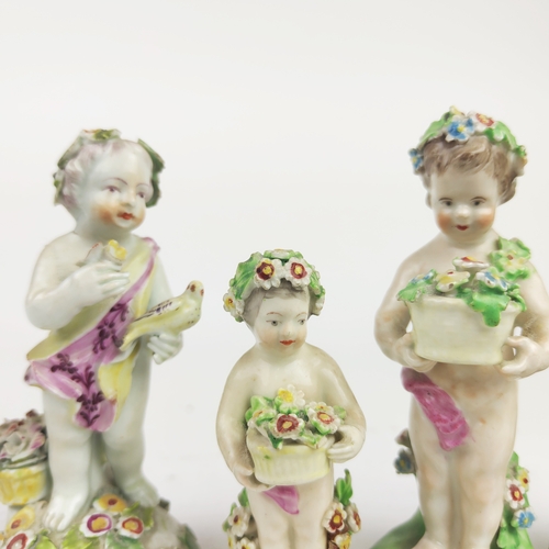 21 - PORCELAIN FIGURES, a collection of six, probably 18th/early 19th century including a gardener with a... 