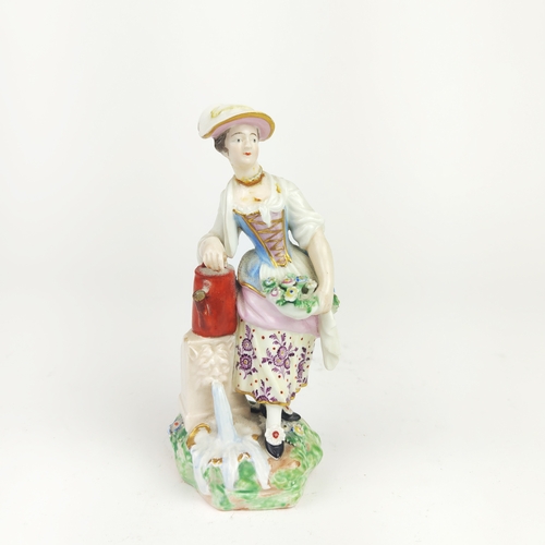 21 - PORCELAIN FIGURES, a collection of six, probably 18th/early 19th century including a gardener with a... 