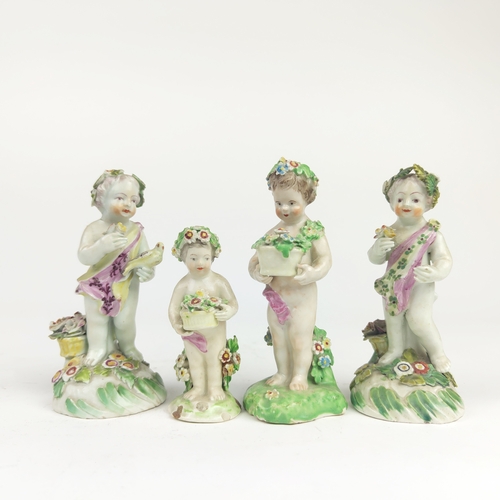 21 - PORCELAIN FIGURES, a collection of six, probably 18th/early 19th century including a gardener with a... 