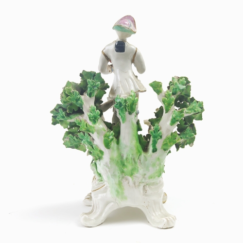 24 - FIDDLER FIGURE GROUP, 18th century, probably Bow porcelain, hand painted, 20cm H.