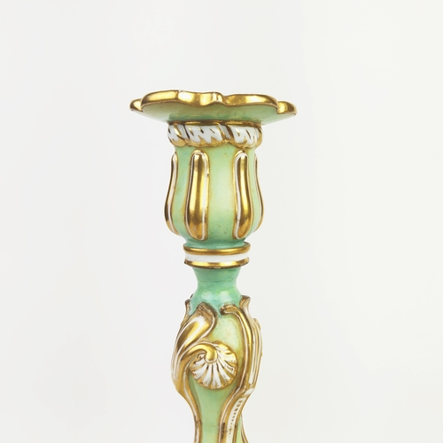 25 - DAVENPORT CANDLESTICKS, a pair, 19th century figural, a 19th century Rockingham style vase, plus a h... 