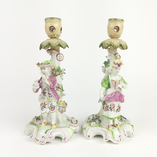 25 - DAVENPORT CANDLESTICKS, a pair, 19th century figural, a 19th century Rockingham style vase, plus a h... 