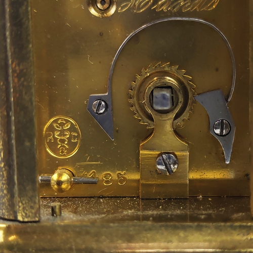 26 - CARRIAGE CLOCKS, three, 19th/20th century brass together with a tortoiseshell mantle clock. (4)