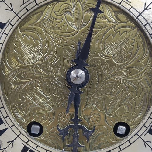 27 - MANTLE CLOCK, 17th century style brass with a large bell to top, 40cm H.