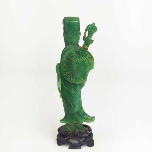 30 - BOWENITE JADE CARVED FIGURES, a pair, Chinese plus a various carved miniature figures, highest 35cm ... 