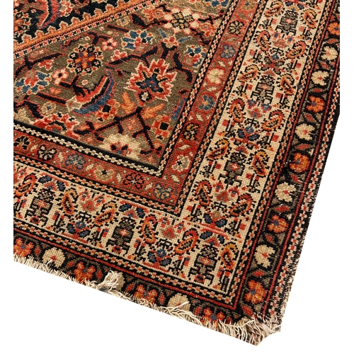 302 - ANTIQUE MALAYER RUG, 193cm x 137cm.