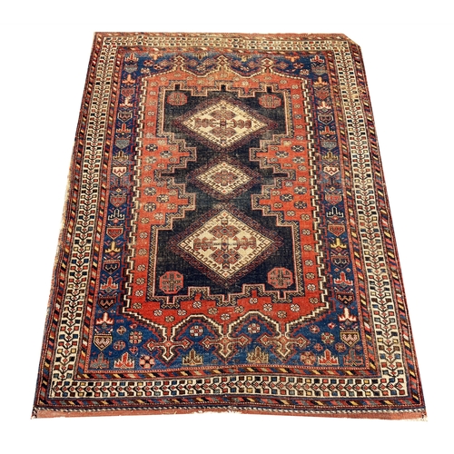 303 - ANTIQUE QASHQAI RUG, 175cm x 131cm.