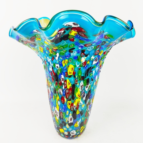 305 - MURANO STYLE GLASS VASE, 45cm H x 43cm.