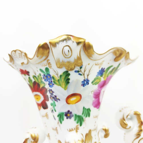 308 - CORNUCOPIA, a pair, floral glazed ceramic, 23cm H x 20cm. (2)