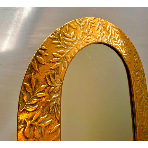 449 - DRESSING MIRROR, full length, gilt metal frame with leaf design, 156cm H x 57cm x 48cm.