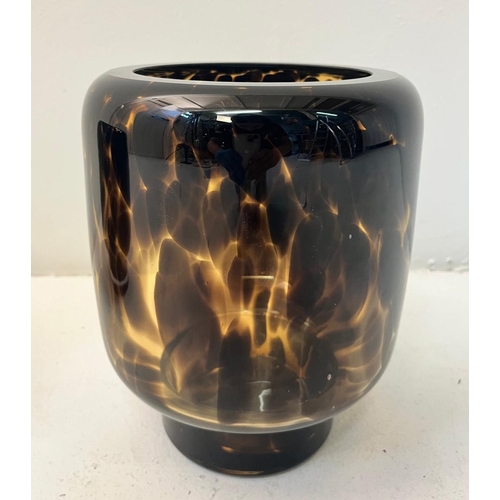 451 - VASES, a pair, Murano style faux tortoise shell glass, 25cm H x 20cm x 20cm. (2)